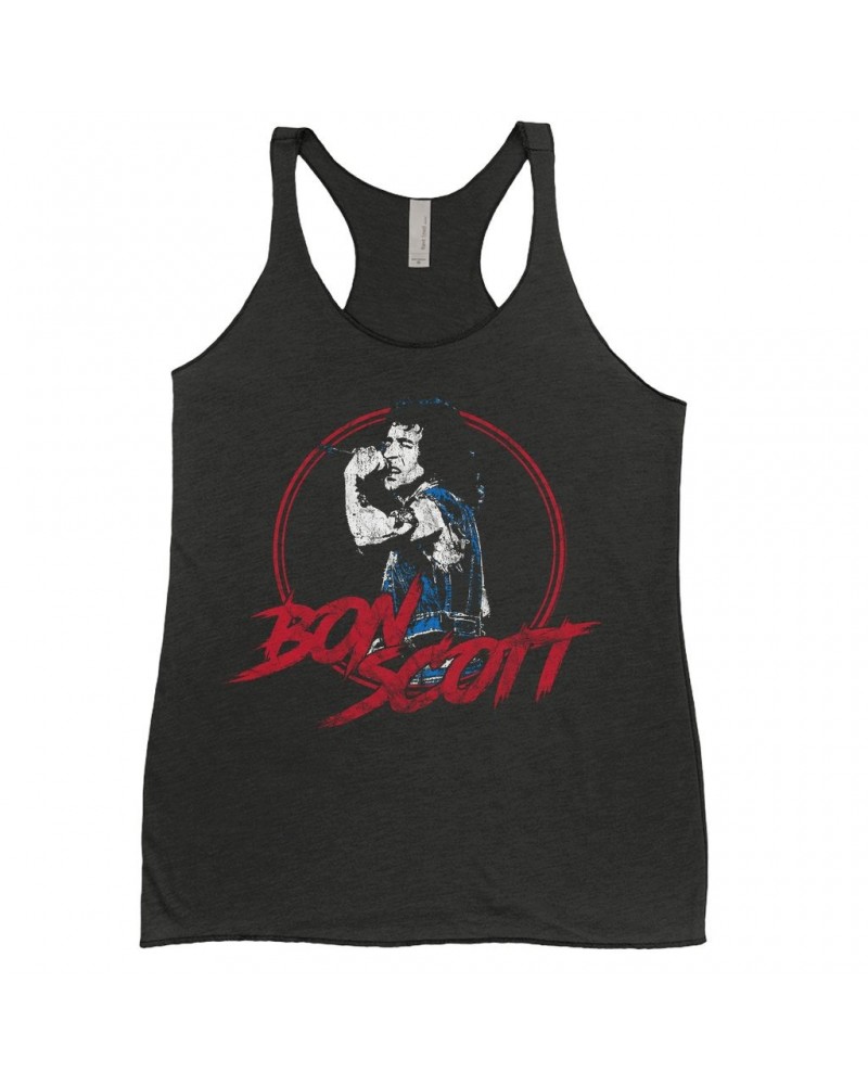 Bon Scott Ladies' Tank Top | Circular Pop Art Red Shirt $12.74 Shirts