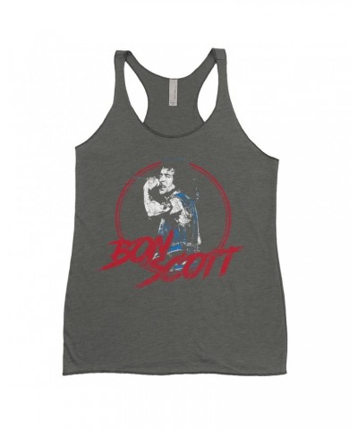 Bon Scott Ladies' Tank Top | Circular Pop Art Red Shirt $12.74 Shirts