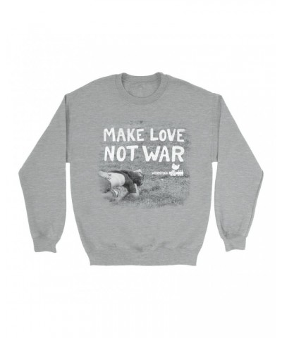 Woodstock Sweatshirt | Make Love Not War Famous Image Distressed Sweatshirt $15.38 Sweatshirts