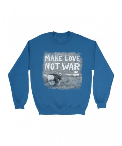 Woodstock Sweatshirt | Make Love Not War Famous Image Distressed Sweatshirt $15.38 Sweatshirts