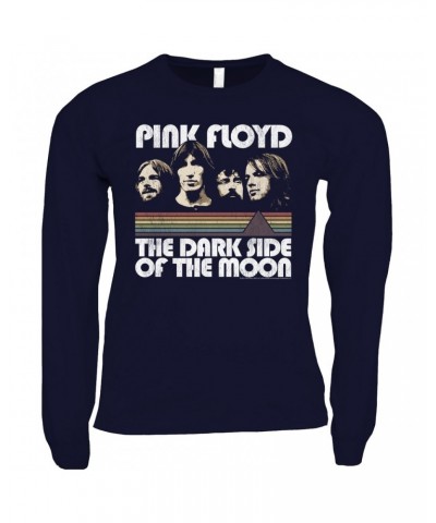 Pink Floyd Long Sleeve Shirt | Dark Side Of The Moon Retro Design Distressed Shirt $14.38 Shirts