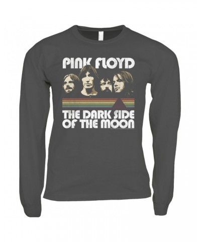 Pink Floyd Long Sleeve Shirt | Dark Side Of The Moon Retro Design Distressed Shirt $14.38 Shirts