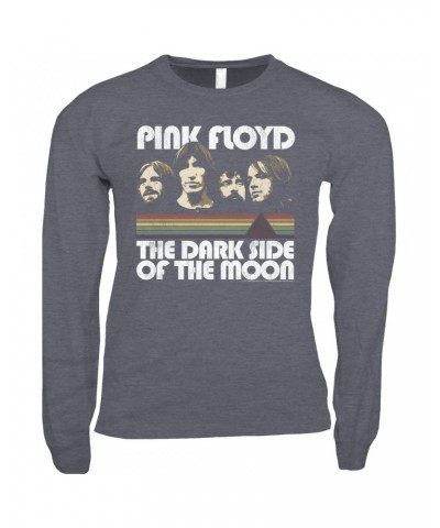 Pink Floyd Long Sleeve Shirt | Dark Side Of The Moon Retro Design Distressed Shirt $14.38 Shirts