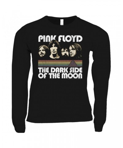 Pink Floyd Long Sleeve Shirt | Dark Side Of The Moon Retro Design Distressed Shirt $14.38 Shirts