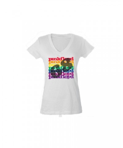 Pink Floyd Women's V- Neck Rainbow '68 T-Shirt $14.70 Shirts