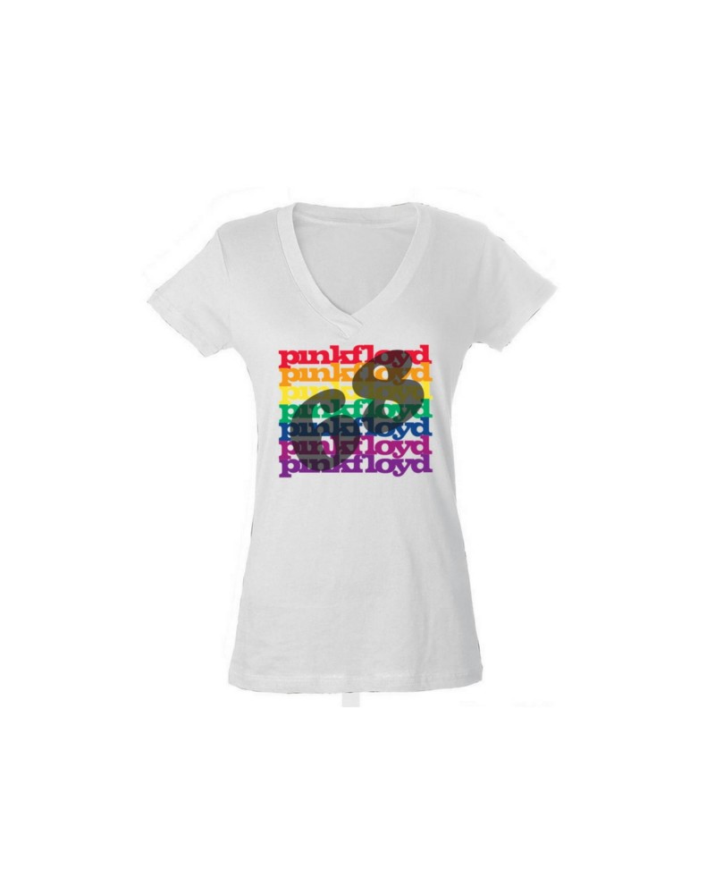 Pink Floyd Women's V- Neck Rainbow '68 T-Shirt $14.70 Shirts