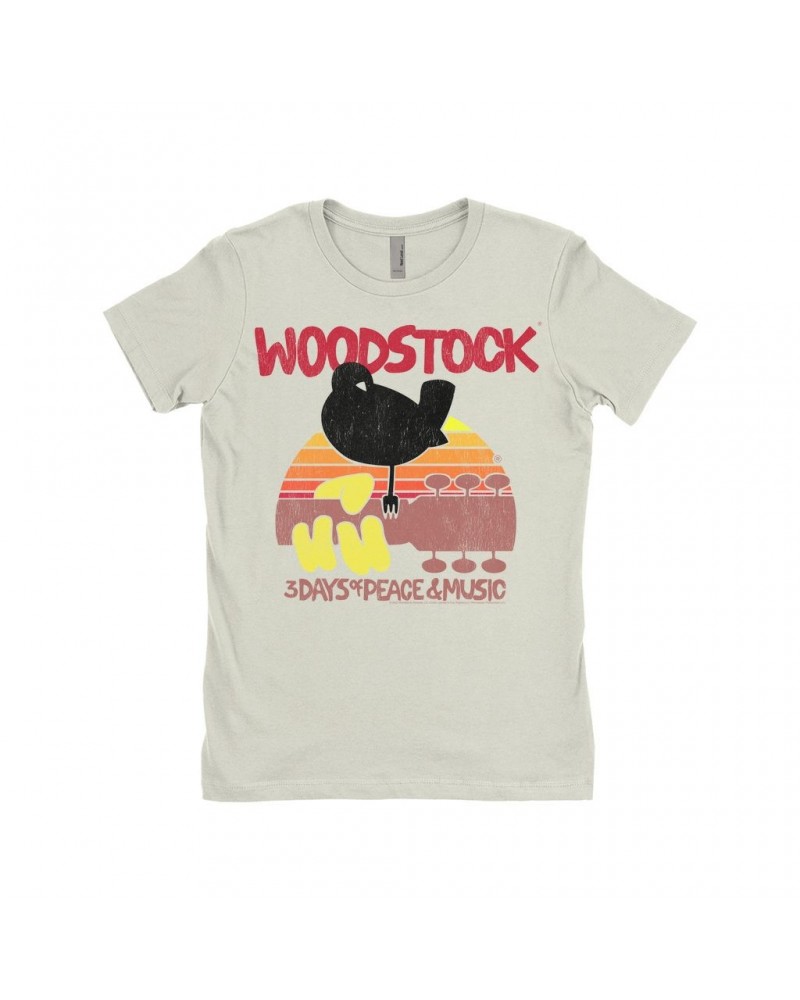 Woodstock Ladies' Boyfriend T-Shirt | Bird And Guitar Sunset Shirt $12.48 Shirts