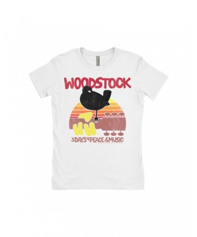 Woodstock Ladies' Boyfriend T-Shirt | Bird And Guitar Sunset Shirt $12.48 Shirts