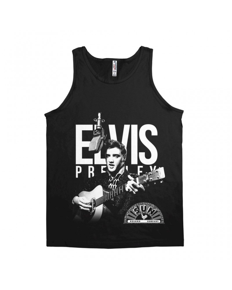 Elvis Presley Unisex Tank Top | Performing In White With Logo Shirt $9.73 Shirts