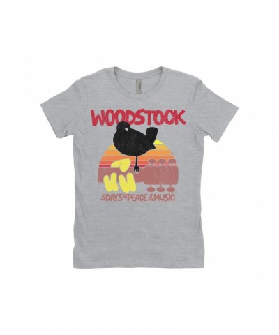 Woodstock Ladies' Boyfriend T-Shirt | Bird And Guitar Sunset Shirt $12.48 Shirts