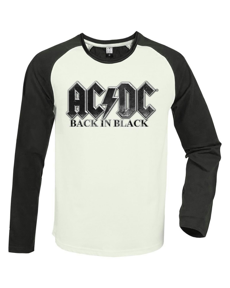 AC/DC Back in Black Charcoal Logo White Raglan $27.50 Shirts