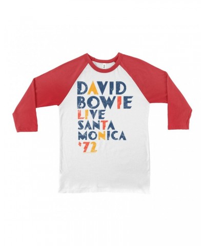 David Bowie 3/4 Sleeve Baseball Tee | LIVE In Santa Monica 1972 Distressed Shirt $14.38 Shirts