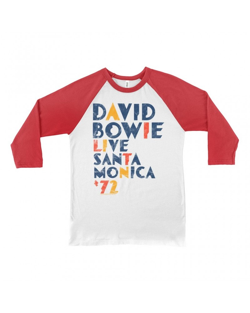 David Bowie 3/4 Sleeve Baseball Tee | LIVE In Santa Monica 1972 Distressed Shirt $14.38 Shirts