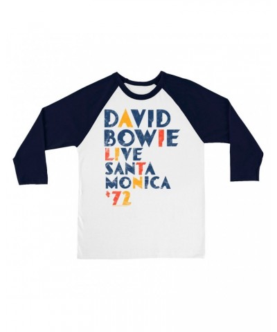 David Bowie 3/4 Sleeve Baseball Tee | LIVE In Santa Monica 1972 Distressed Shirt $14.38 Shirts