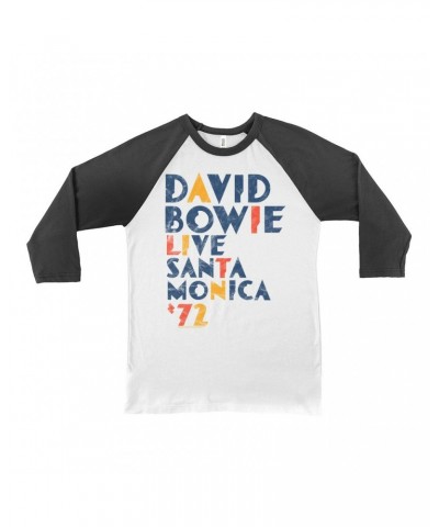 David Bowie 3/4 Sleeve Baseball Tee | LIVE In Santa Monica 1972 Distressed Shirt $14.38 Shirts