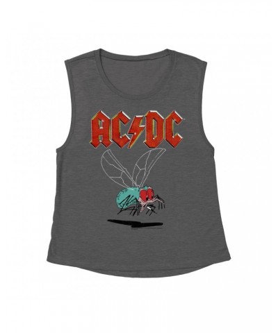 AC/DC Ladies' Muscle Tank Top | Fly On The Wall Tour Design Distressed Shirt $12.19 Shirts