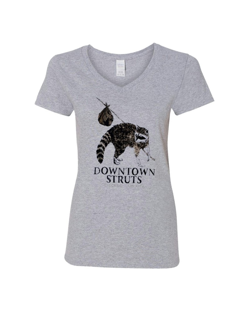 Downtown Struts Raccoon - Grey - V-Neck - T-Shirt - Fitted $4.92 Shirts