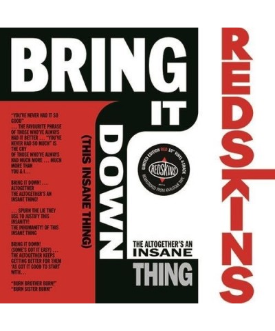 Redskins Bring It Down (This Insane Thing) Vinyl Record $7.74 Vinyl