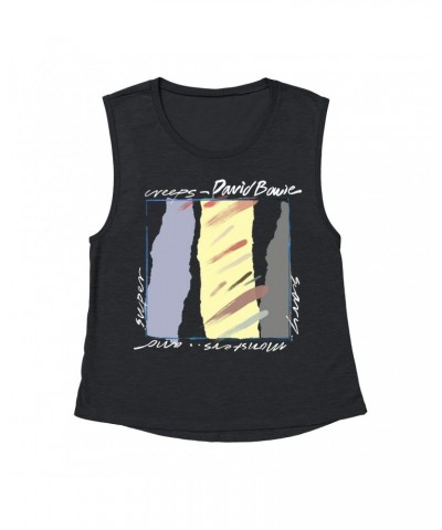 David Bowie Ladies' Muscle Tank Top | Scary Monsters Album Image Shirt $14.17 Shirts