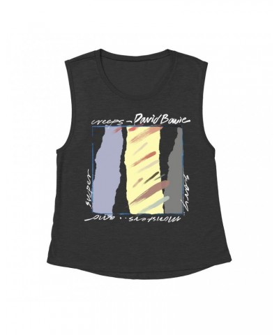 David Bowie Ladies' Muscle Tank Top | Scary Monsters Album Image Shirt $14.17 Shirts