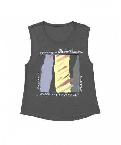 David Bowie Ladies' Muscle Tank Top | Scary Monsters Album Image Shirt $14.17 Shirts