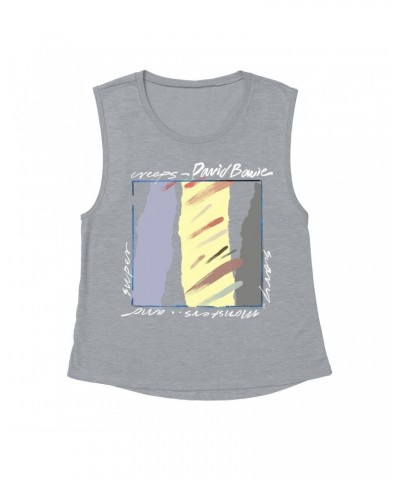 David Bowie Ladies' Muscle Tank Top | Scary Monsters Album Image Shirt $14.17 Shirts