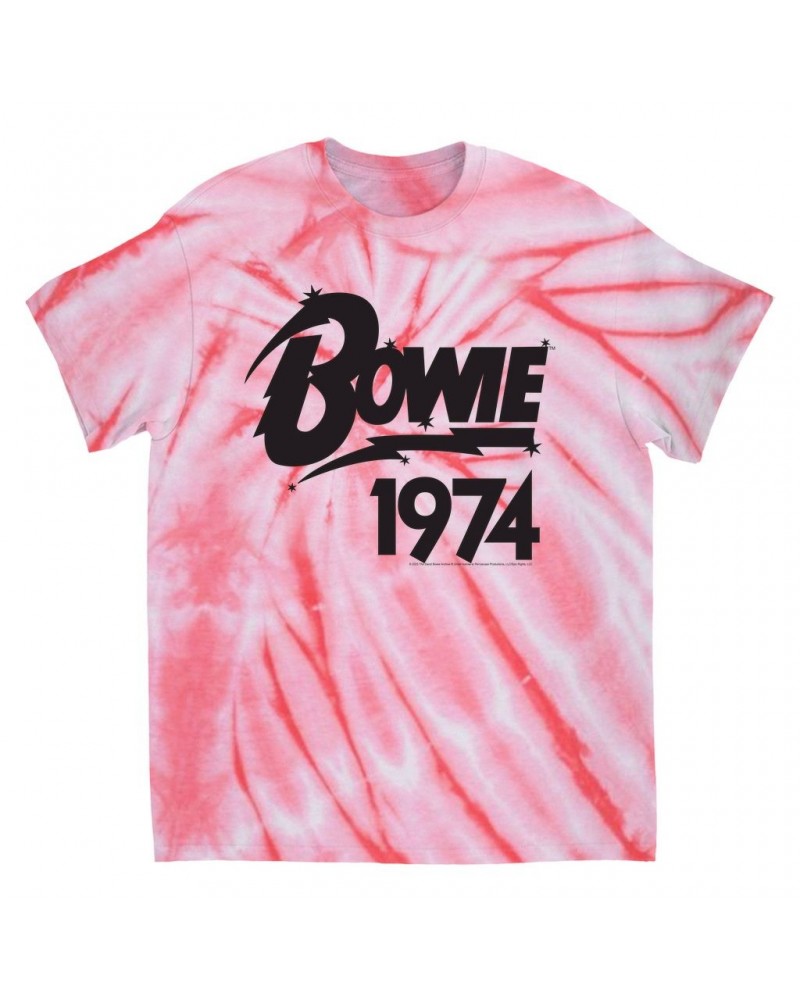 David Bowie T-Shirt | Bowie 1974 Logo Tie Dye Shirt $13.48 Shirts