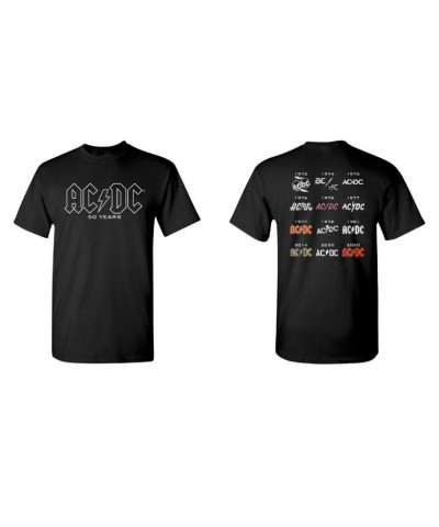 AC/DC 50 Years Of Logos T-Shirt $18.90 Shirts