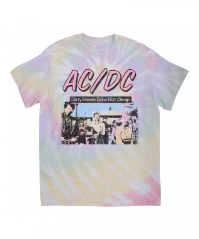 AC/DC T-Shirt | Dirty Deeds Done Dirt Cheap Pink Design Distressed Tie Dye Shirt $8.89 Shirts