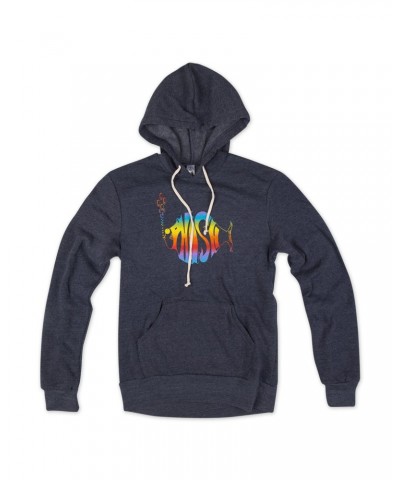 Phish Classic Rainbow Logo Hoodie on Heathered Navy $18.04 Sweatshirts