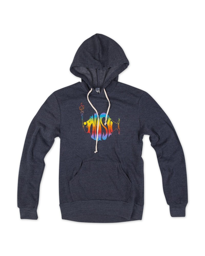 Phish Classic Rainbow Logo Hoodie on Heathered Navy $18.04 Sweatshirts