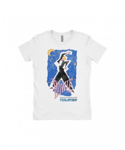 David Bowie Ladies' Boyfriend T-Shirt | Serious Moonlight Tour 1984 Sketched Shirt $10.48 Shirts