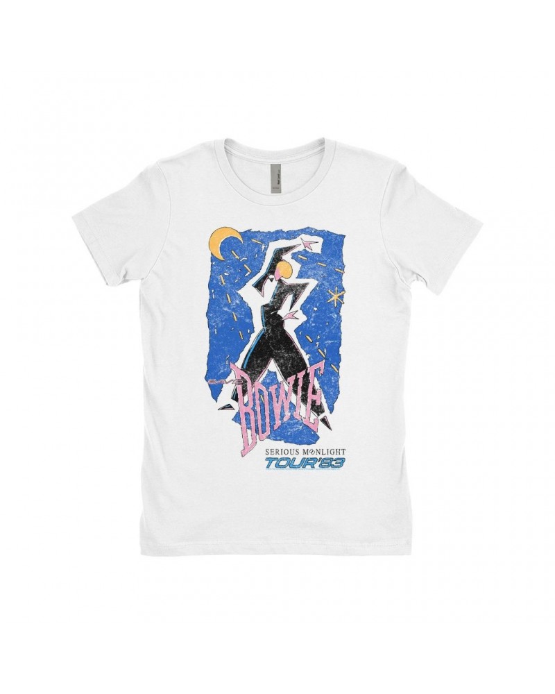 David Bowie Ladies' Boyfriend T-Shirt | Serious Moonlight Tour 1984 Sketched Shirt $10.48 Shirts