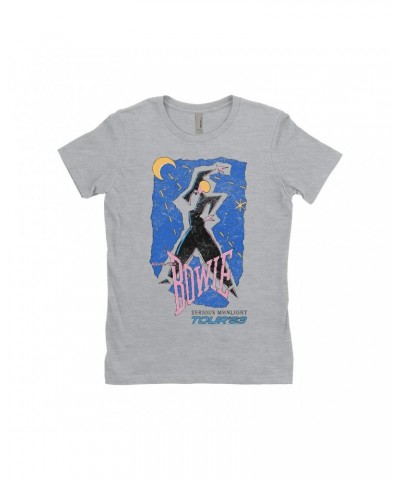 David Bowie Ladies' Boyfriend T-Shirt | Serious Moonlight Tour 1984 Sketched Shirt $10.48 Shirts