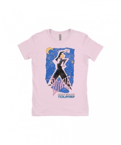 David Bowie Ladies' Boyfriend T-Shirt | Serious Moonlight Tour 1984 Sketched Shirt $10.48 Shirts