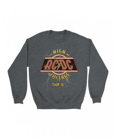 AC/DC Sweatshirt | High Voltage '76 Tour Lightning Image Sweatshirt $13.28 Sweatshirts