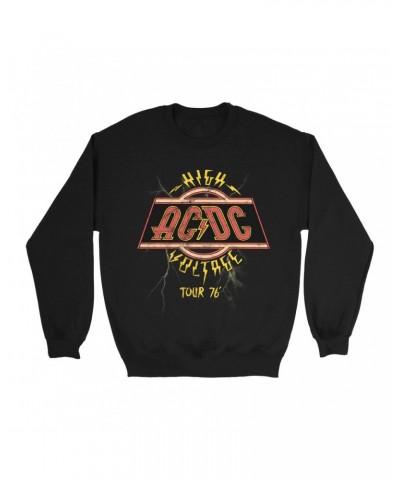 AC/DC Sweatshirt | High Voltage '76 Tour Lightning Image Sweatshirt $13.28 Sweatshirts