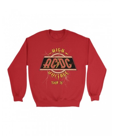 AC/DC Sweatshirt | High Voltage '76 Tour Lightning Image Sweatshirt $13.28 Sweatshirts