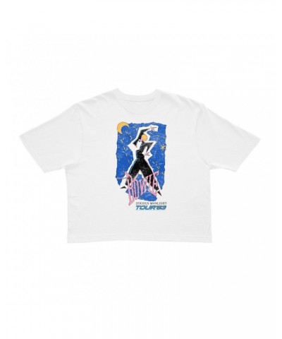 David Bowie Ladies' Crop Tee | Serious Moonlight Tour 1984 Sketched Crop T-shirt $12.40 Shirts