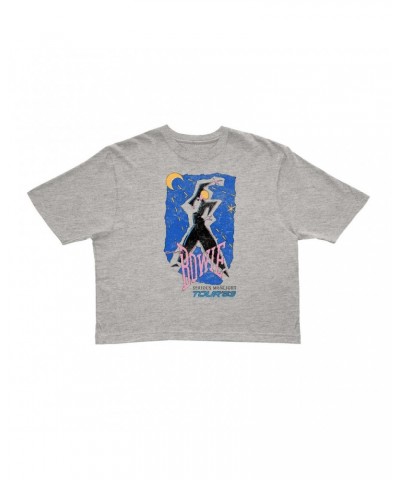 David Bowie Ladies' Crop Tee | Serious Moonlight Tour 1984 Sketched Crop T-shirt $12.40 Shirts