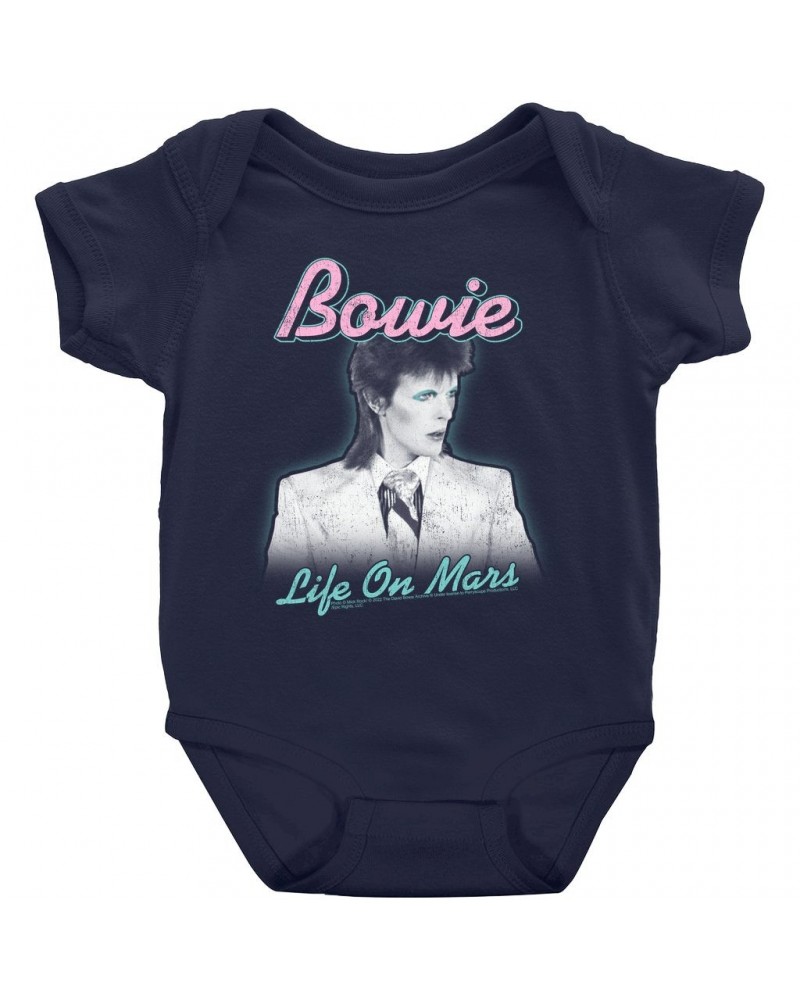 David Bowie Baby Short Sleeve Bodysuit | Bowie's Life On Mars Design Bodysuit $7.98 Kids