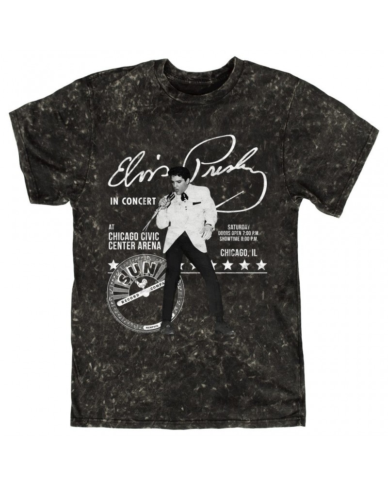 Elvis Presley Sun Records T-shirt | Chicago Civic Center Arena Show Sun Records Mineral Wash Shirt $9.28 Shirts