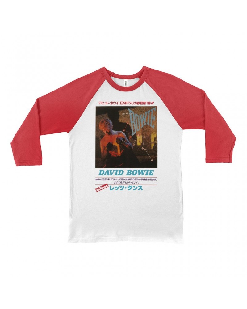 David Bowie 3/4 Sleeve Baseball Tee | Let's Dance Japan Concert Poster Shirt $10.48 Shirts