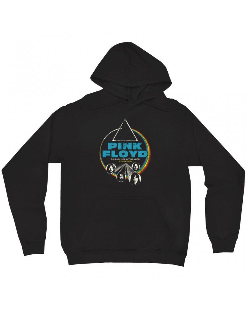 Pink Floyd Hoodie | World Tour The Dark Side Of The Moon Design Distressed Hoodie $17.98 Sweatshirts