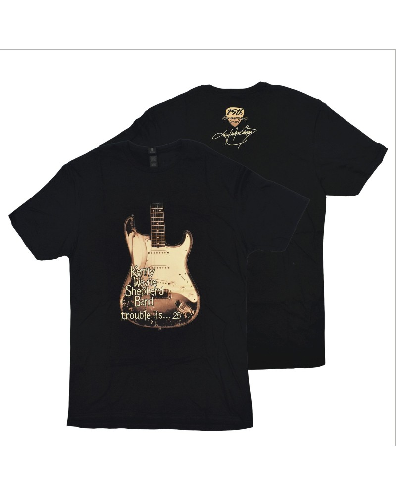 Kenny Wayne Shepherd TROUBLE IS 25 (BROWN GUITAR) BLACK T-SHIRT $11.65 Shirts